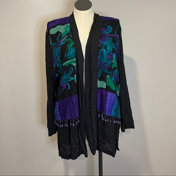 SALE: Vintage Sz 22 Maren Open Drape Top with Retro Print - Picture 1 of 7